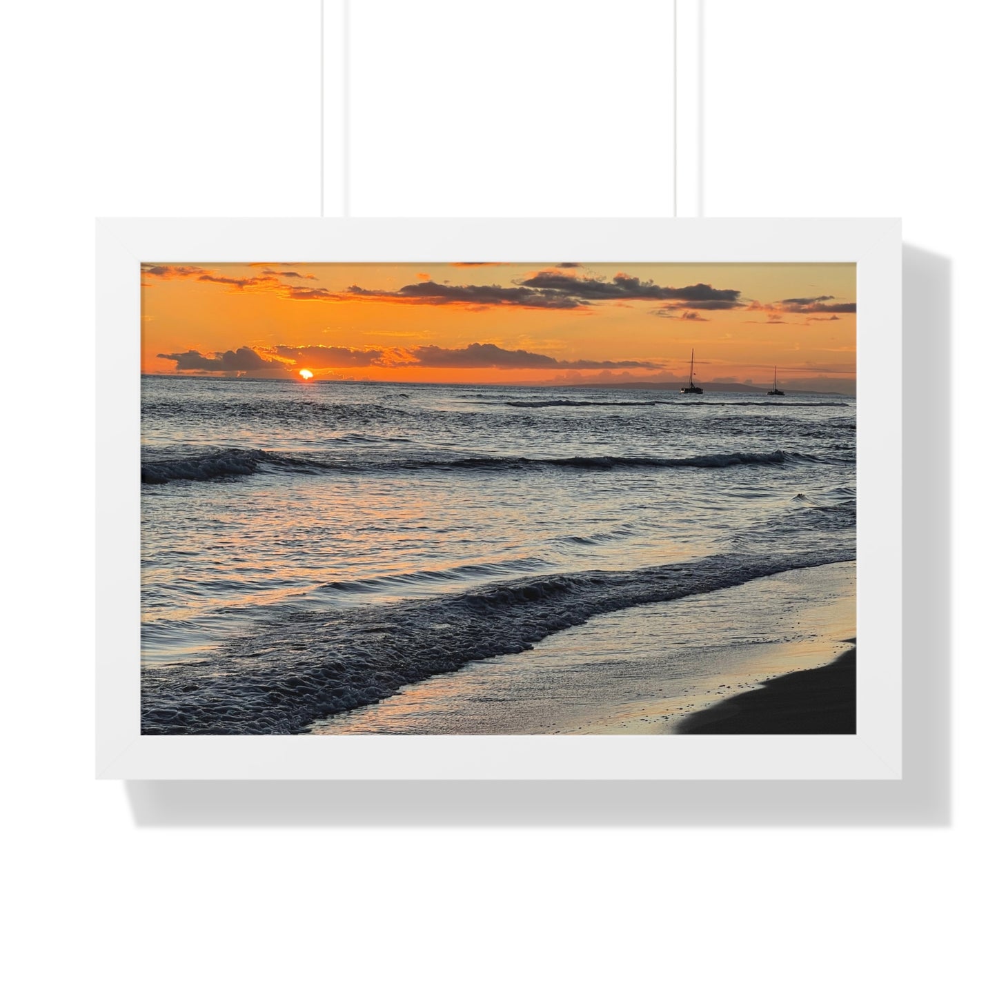 Sunset Beach Framed Horizontal Poster - Coastal Home Decor