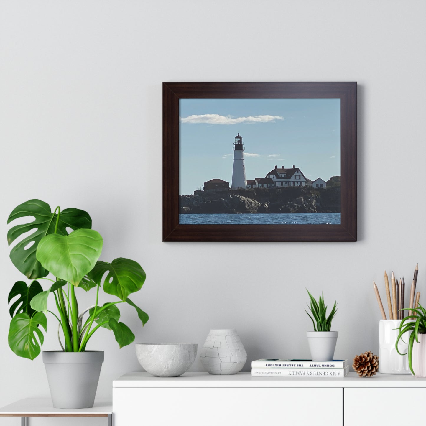 Coastal Lighthouse Framed Poster - Nautical Home Decor