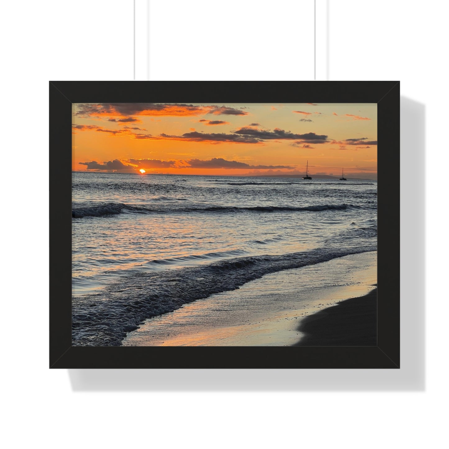 Sunset Beach Framed Horizontal Poster - Coastal Home Decor