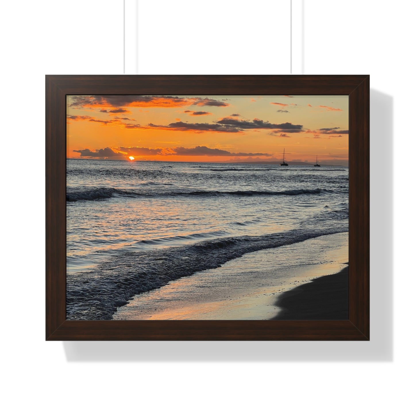Sunset Beach Framed Horizontal Poster - Coastal Home Decor