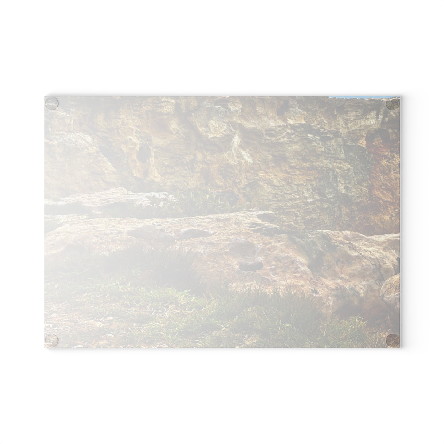 “Salt & Stillness” – Glass Cutting Board A coastal pause from Llanos Costa, Puerto Rico.