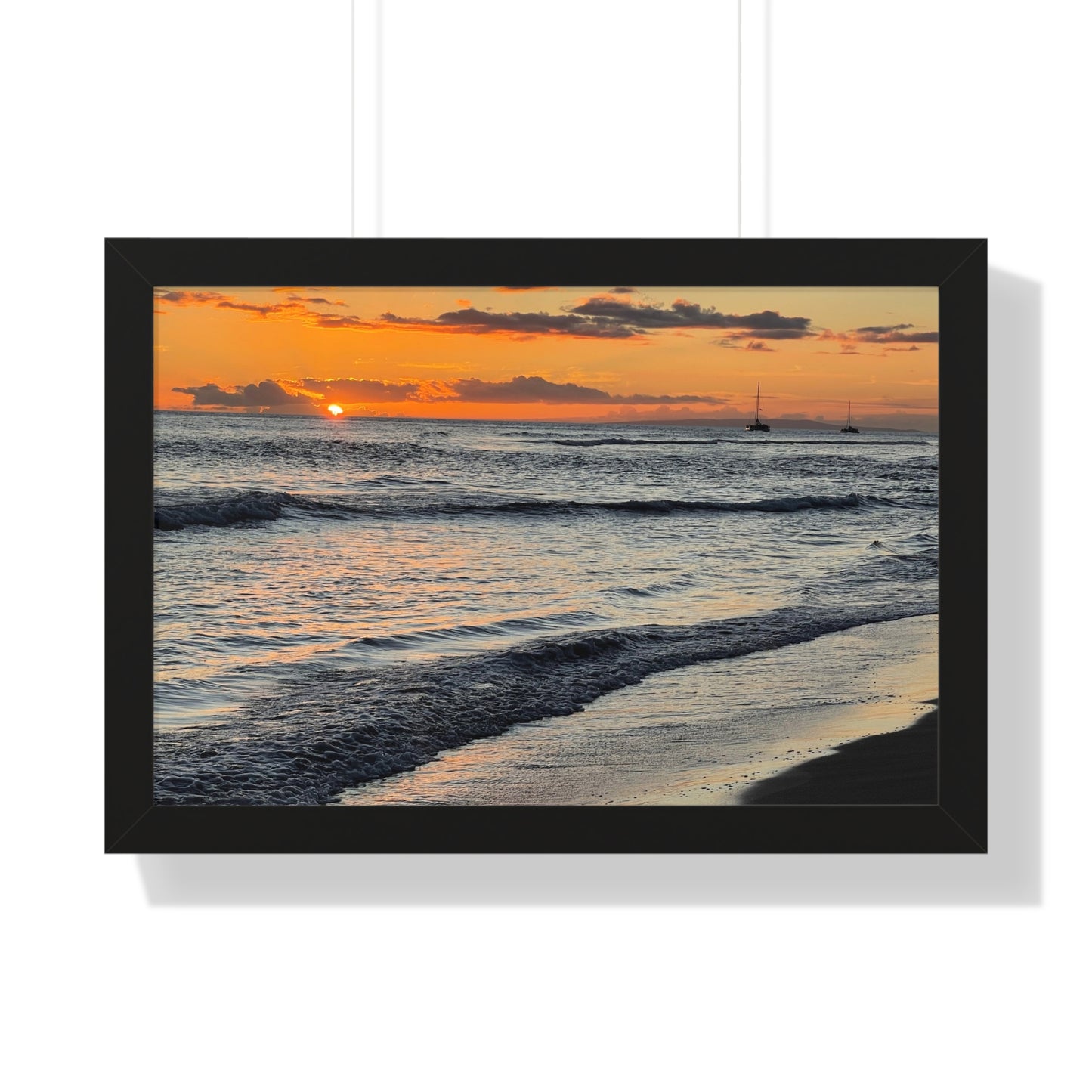 Sunset Beach Framed Horizontal Poster - Coastal Home Decor