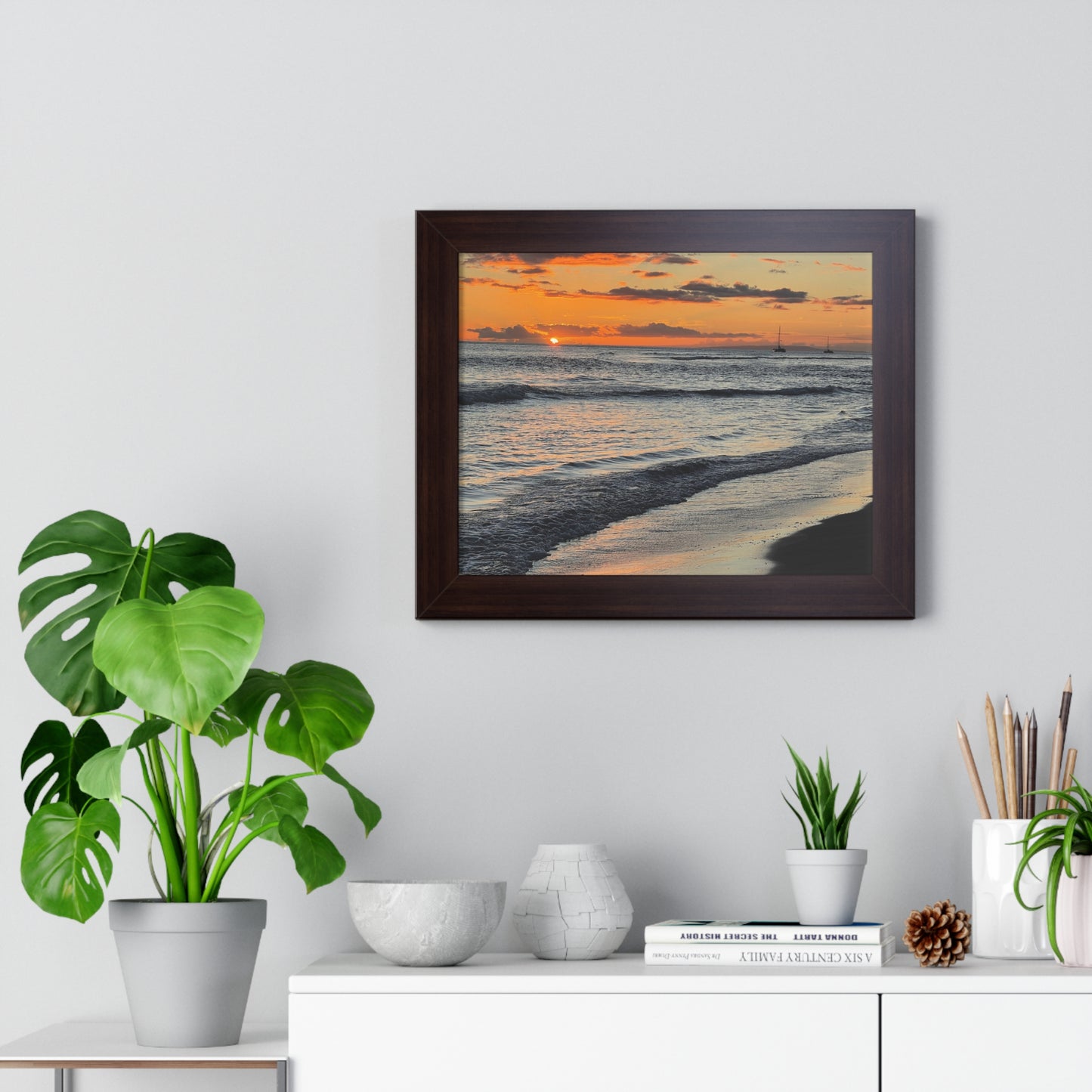 Sunset Beach Framed Horizontal Poster - Coastal Home Decor