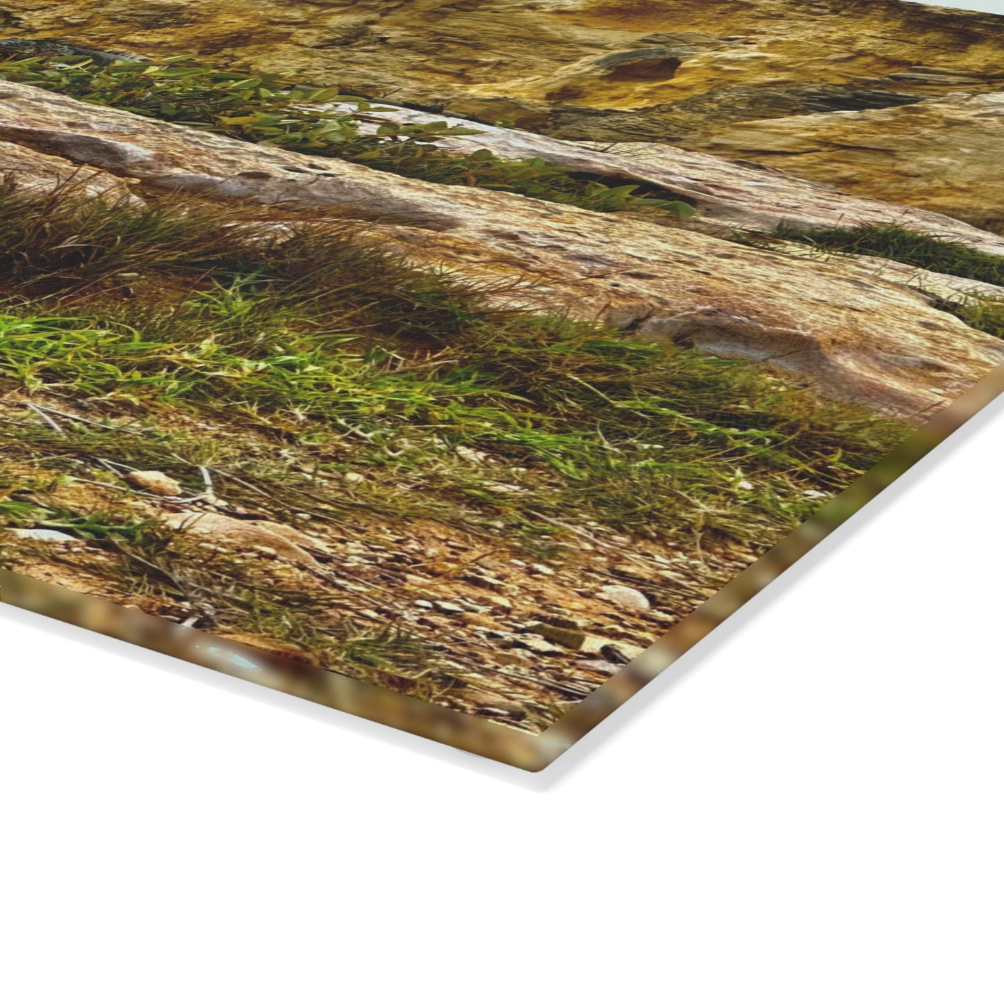 “Salt & Stillness” – Glass Cutting Board A coastal pause from Llanos Costa, Puerto Rico.