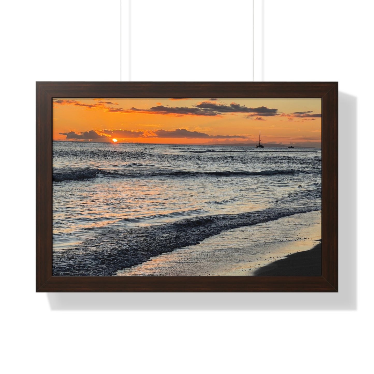 Sunset Beach Framed Horizontal Poster - Coastal Home Decor