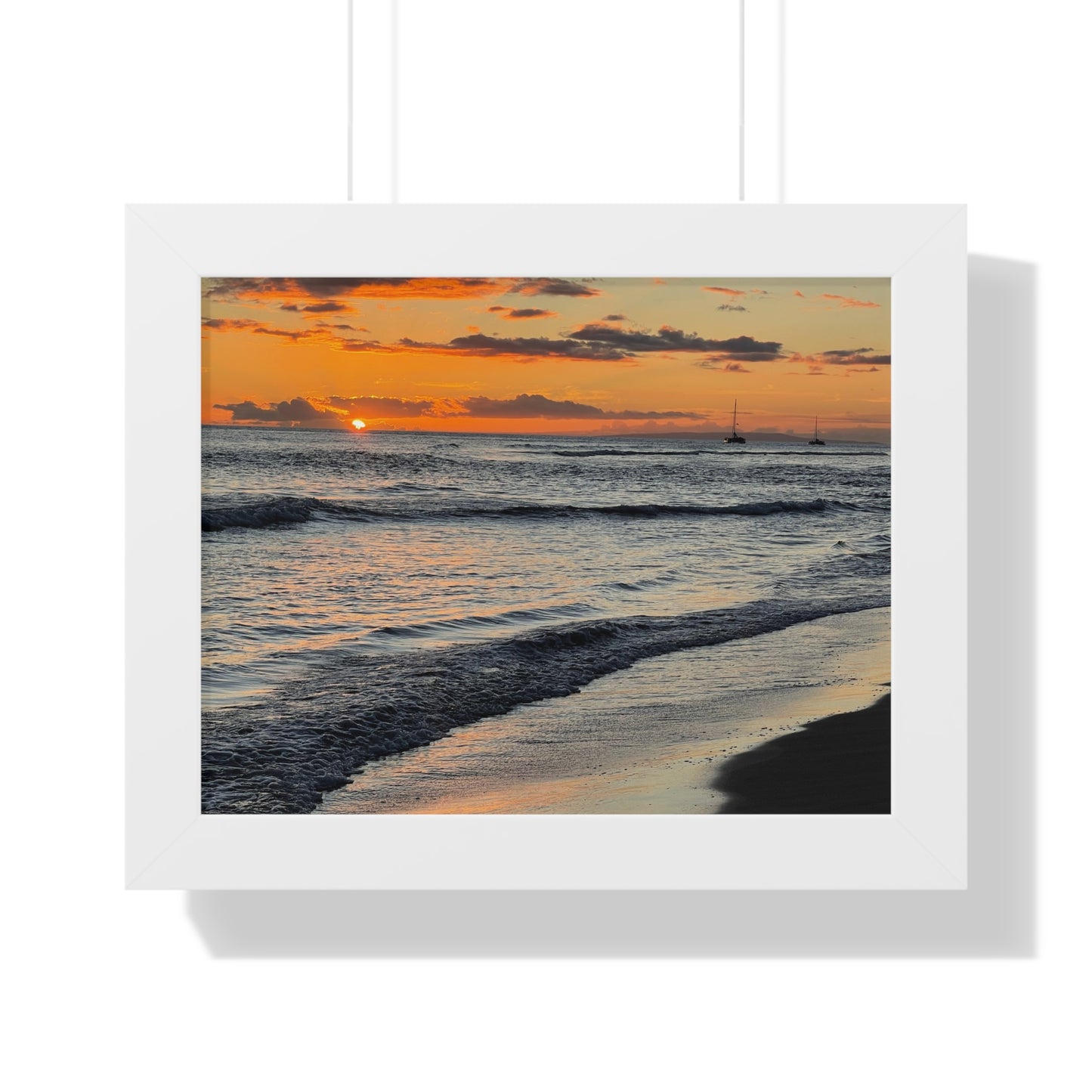 Sunset Beach Framed Horizontal Poster - Coastal Home Decor