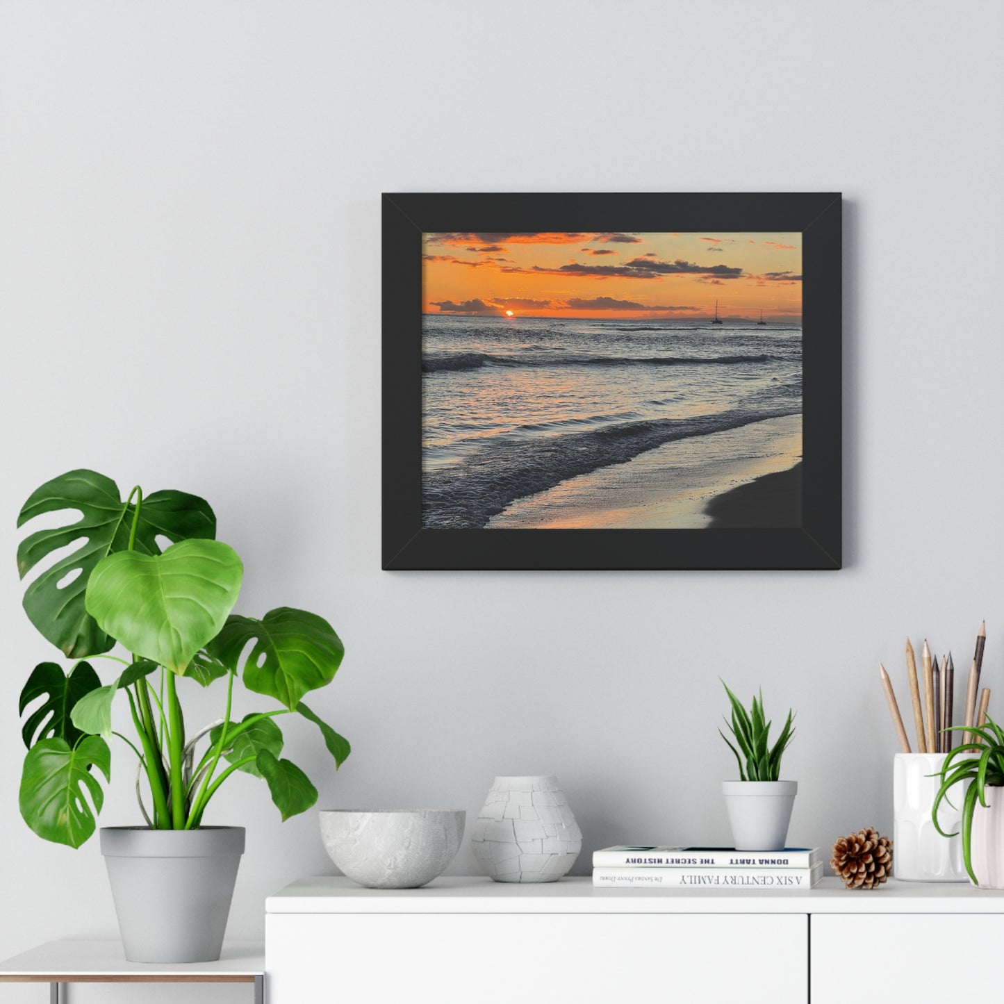 Sunset Beach Framed Horizontal Poster - Coastal Home Decor