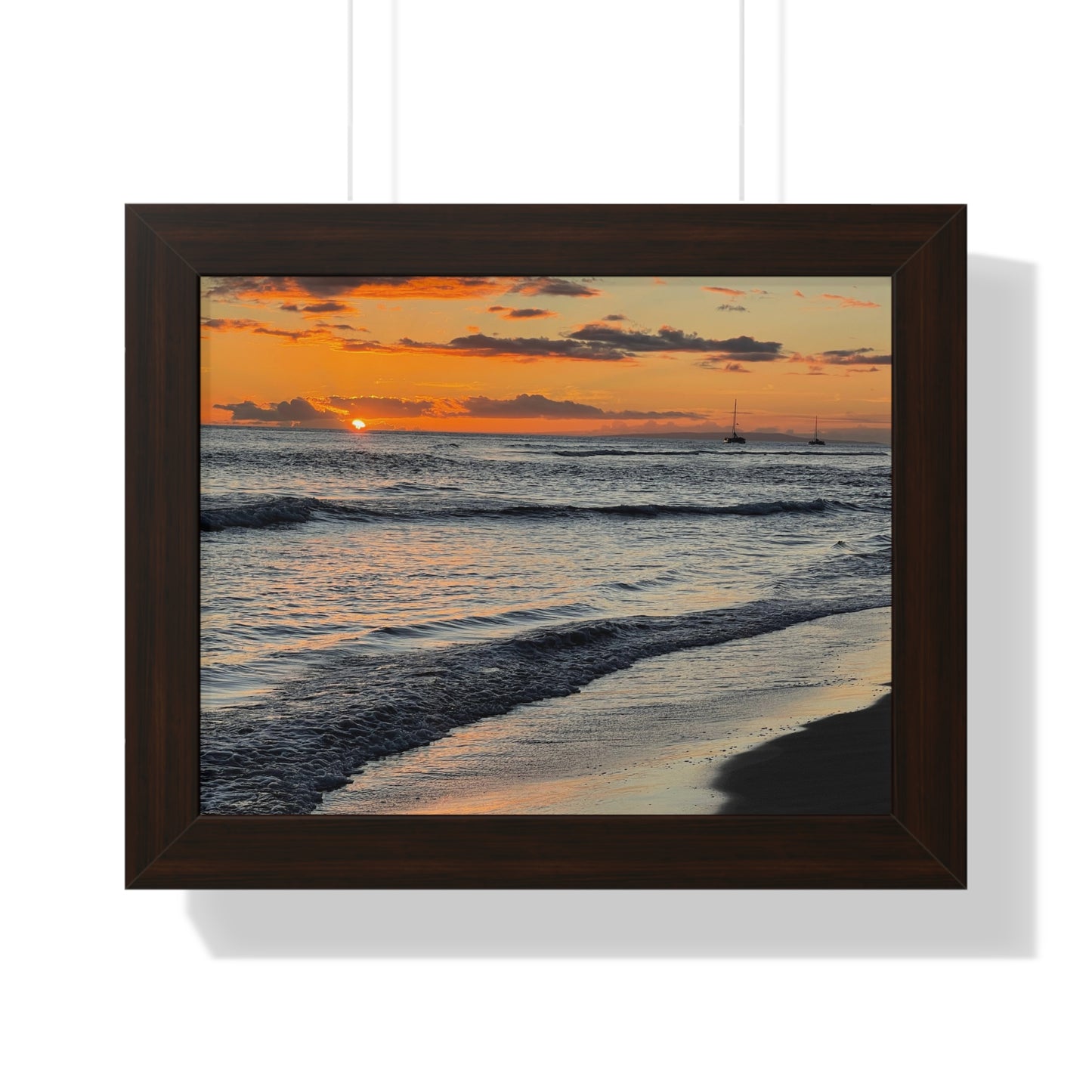 Sunset Beach Framed Horizontal Poster - Coastal Home Decor