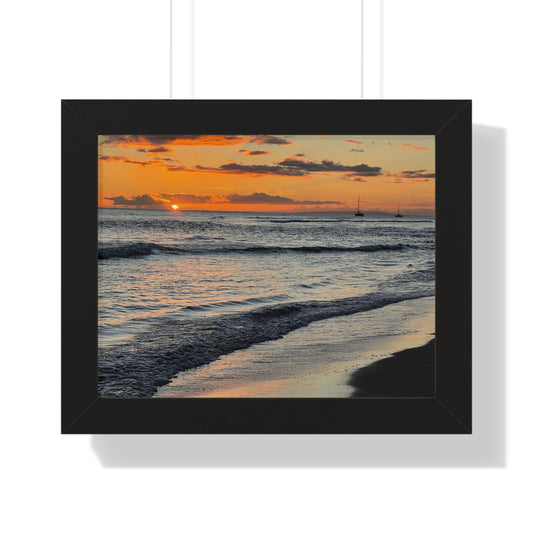 Sunset Beach Framed Horizontal Poster - Coastal Home Decor