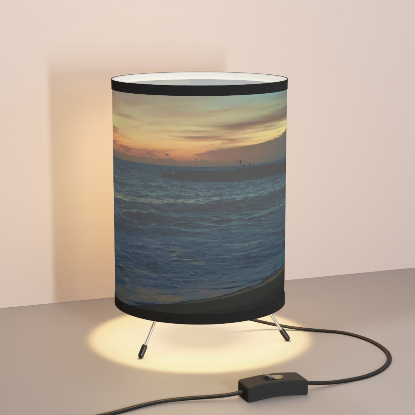 “Where the Boats Rest” – Art Lampshade A soft blur from Crash Boat Beach, Aguadilla, Puerto Rico.