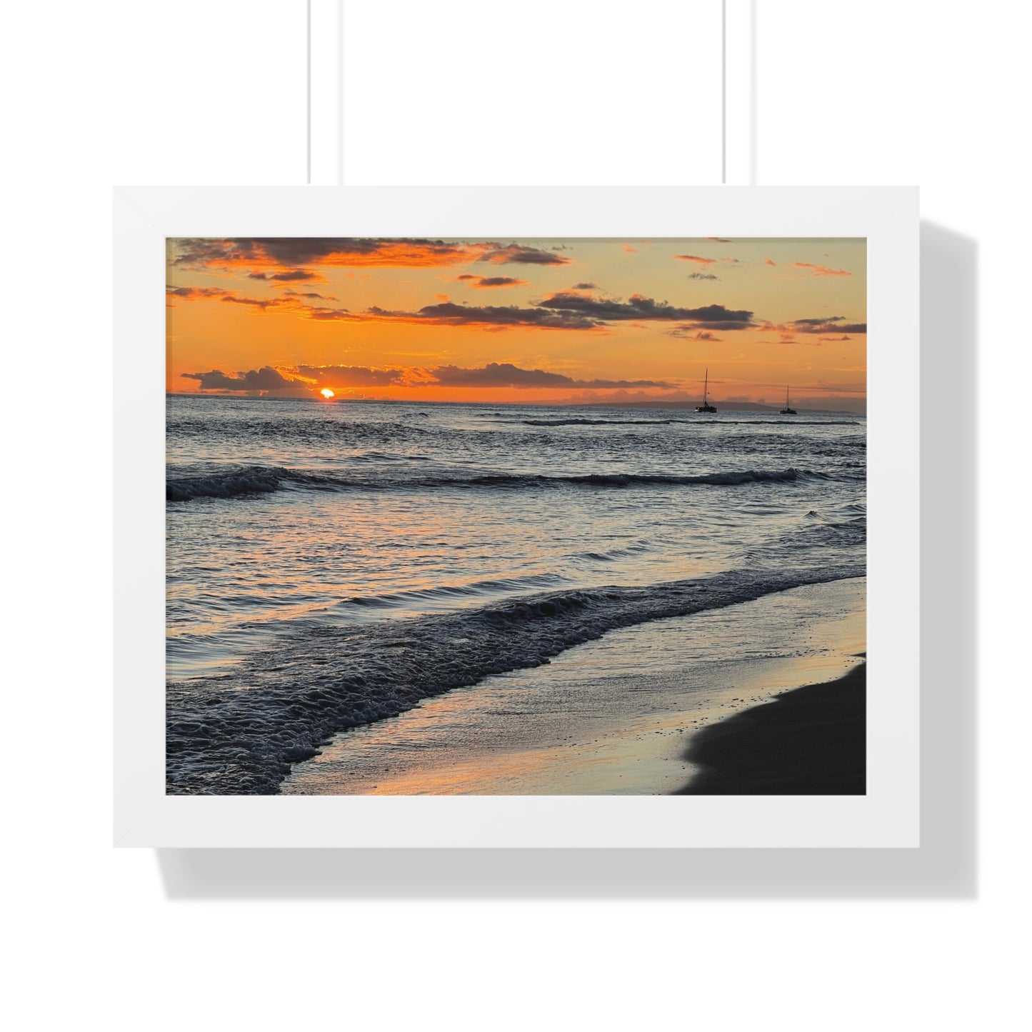 Sunset Beach Framed Horizontal Poster - Coastal Home Decor