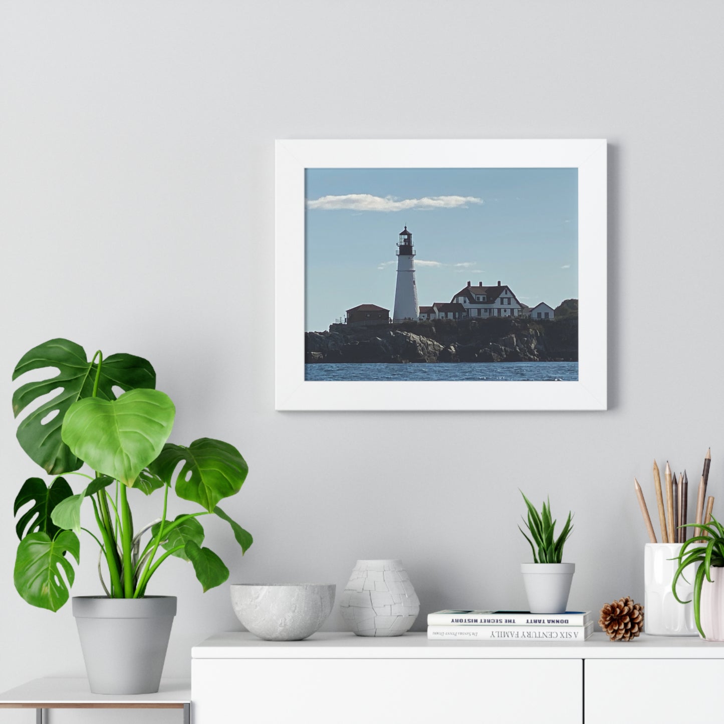 Coastal Lighthouse Framed Poster - Nautical Home Decor